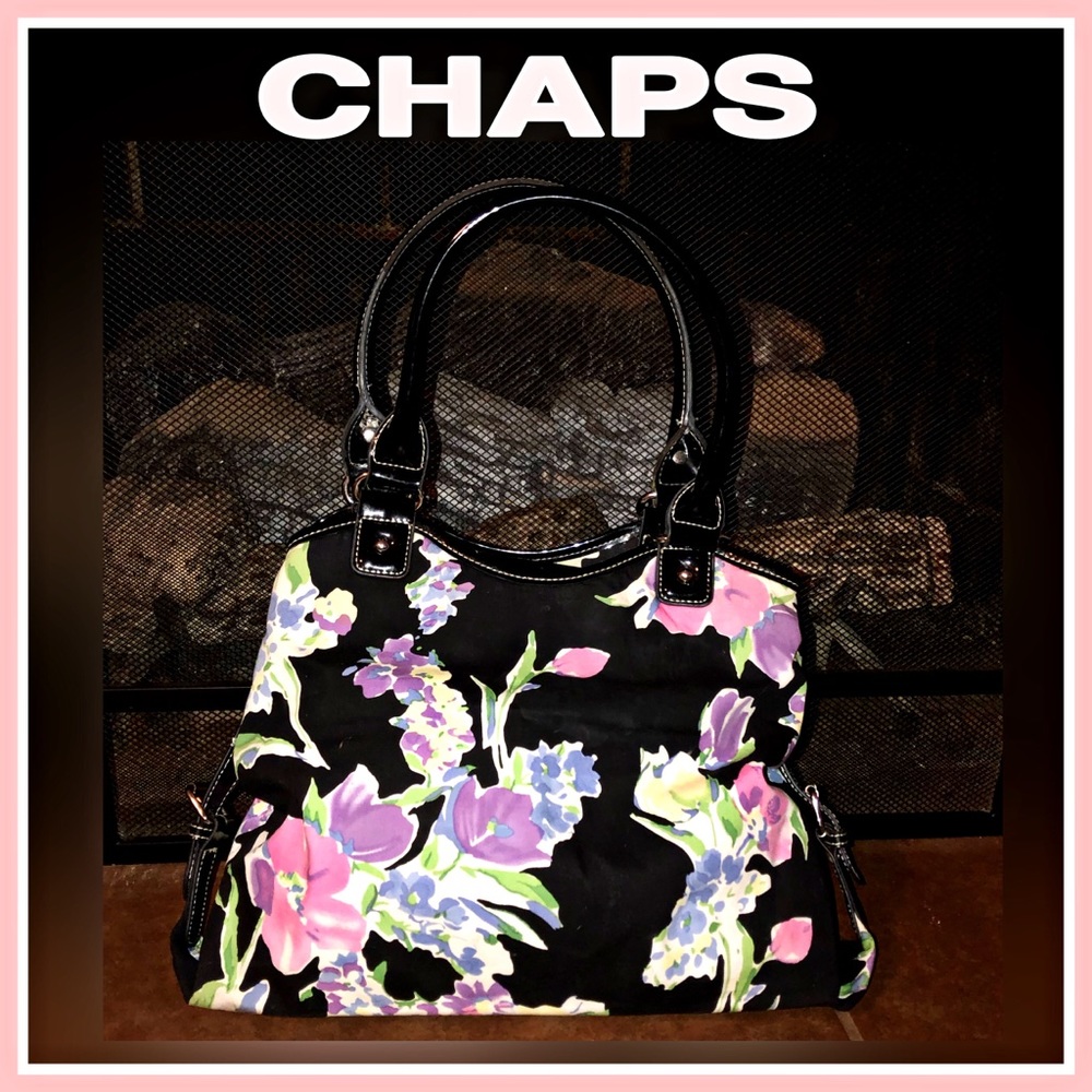 CHAPS Gramercy Floral Satchel w/Patent Leather